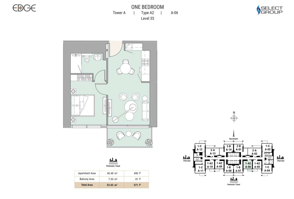 Type A2, Level 35, A-06 - The Edge Tower 1